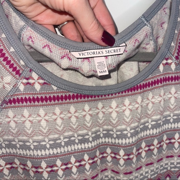 VICTORIA’S SECRET Fairisle Thermal Nightgown Pajamas M - Picture 5 of 7